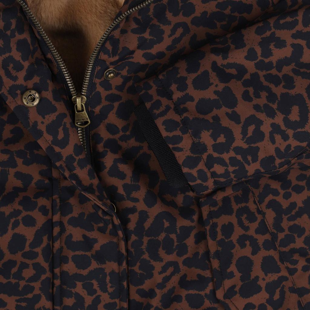 Donkerblauwe meisjes Tumble 'n Dry winterjas van polyester met dierenprint, lange mouwen en rits- en drukknoopsluiting
