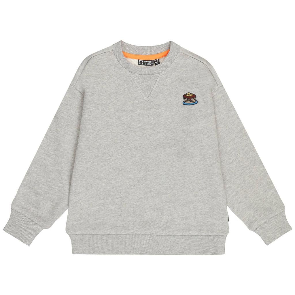 Lichtgrijze jongens Tumble 'n Dry sweater en met backprint, lange mouwen, ronde hals en borduursels