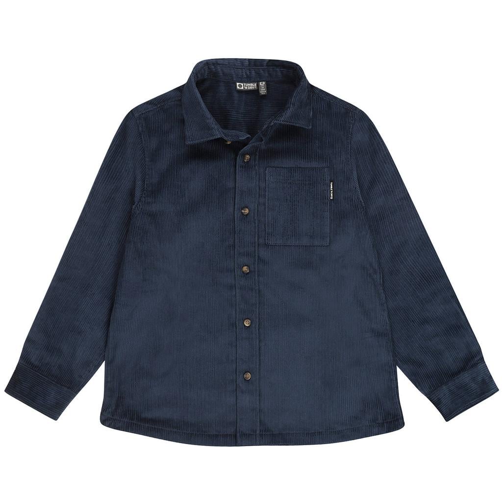 Grijsblauwe jongens Tumble 'n Dry overhemd blauw met lange mouwen, klassieke kraag en knoopsluiting