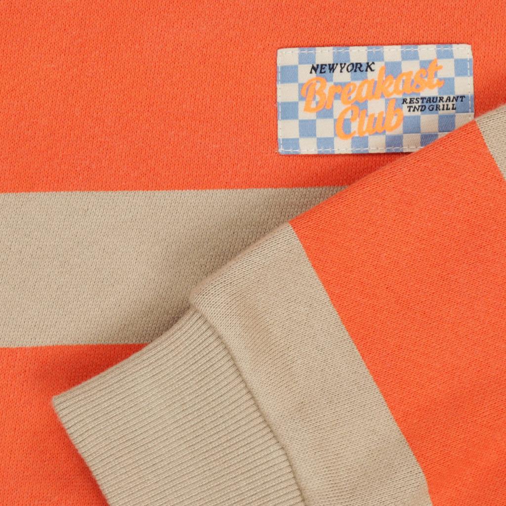Zand en oranje jongens Tumble 'n Dry gestreepte sweater met lange mouwen en ronde hals