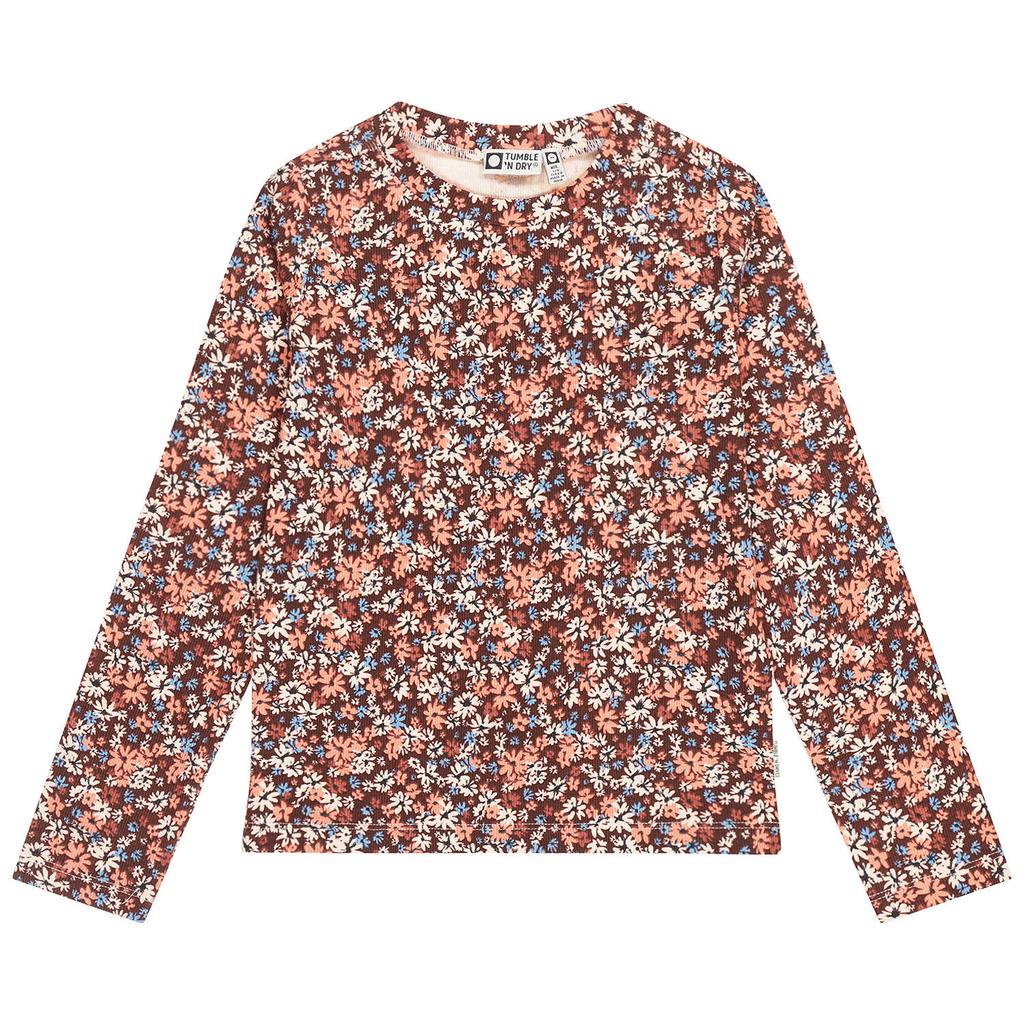 Beige, roze en blauwe meisjes Tumble 'n Dry gebloemde longsleeve met lange mouwen en ronde hals