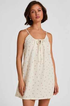 katoenen gebloemde slipdress wit