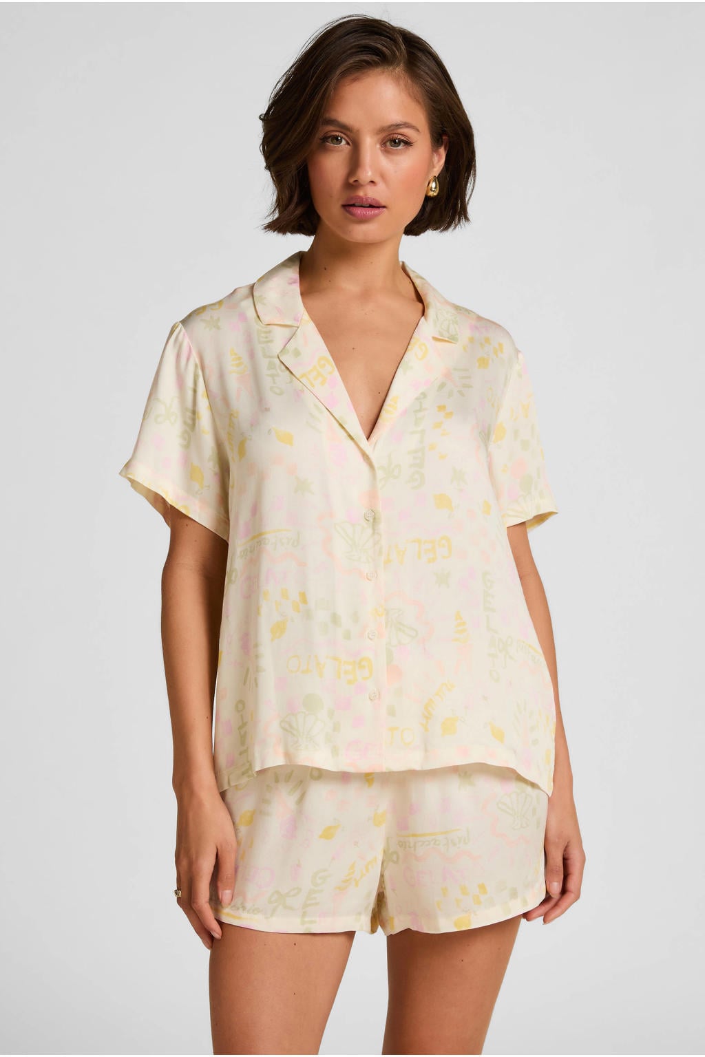 Hunkemöller pyjamatop lichtgeel