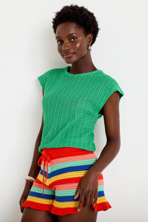 top met textuur groen