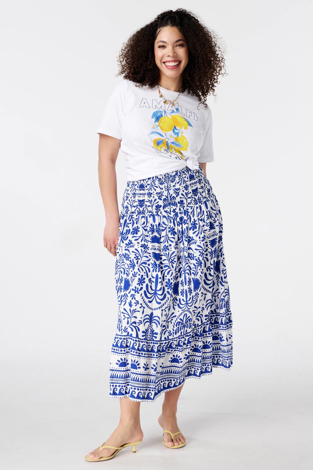 MS Mode T-shirt Plus Size met print - wit