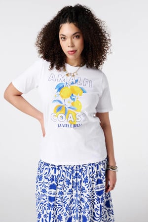 T-shirt Plus Size met print - wit