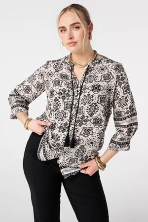 gebloemde blouse zwart