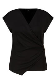 thumbnail: MS Mode aansluitend overslagtop met plooien Plus Size - zwart