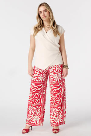 aansluitend overslagtop met plooien Plus Size - ecru