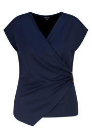 thumbnail: MS Mode aansluitend overslagtop met 3d applicatie Plus Size - donkerblauw
