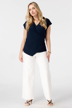aansluitend overslagtop met 3d applicatie Plus Size - donkerblauw