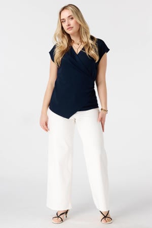 aansluitend overslagtop met 3d applicatie Plus Size - donkerblauw