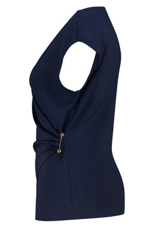 aansluitend overslagtop met 3d applicatie Plus Size - donkerblauw