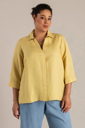 blouse met linnen geel