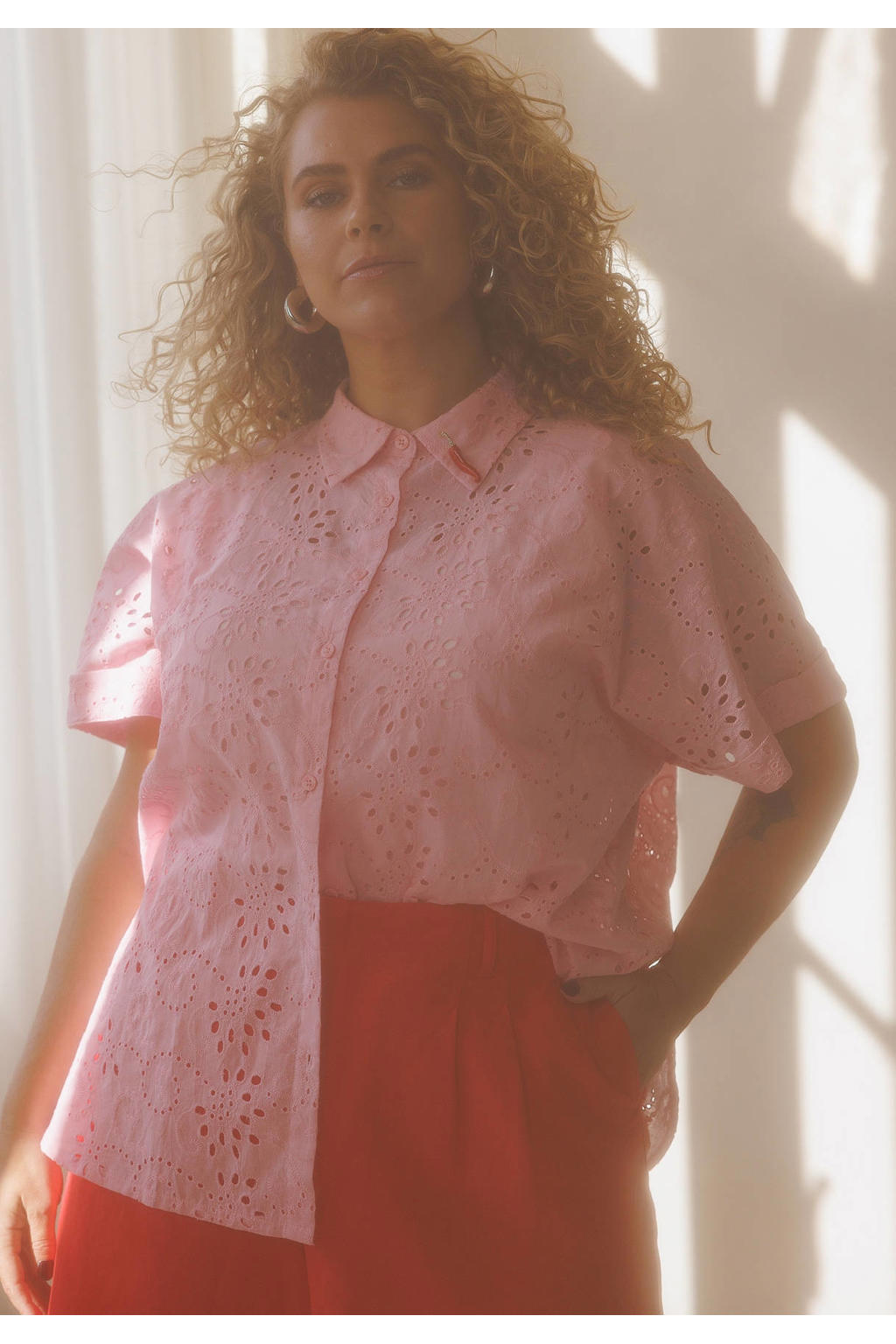 Yest Curve blouse broderie roze