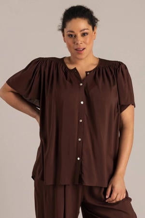 blousetop donkerbruin