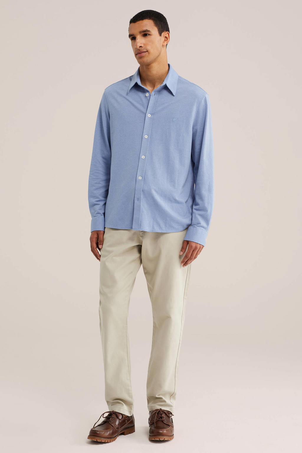 WE Fashion regular zakelijk overhemd blauw