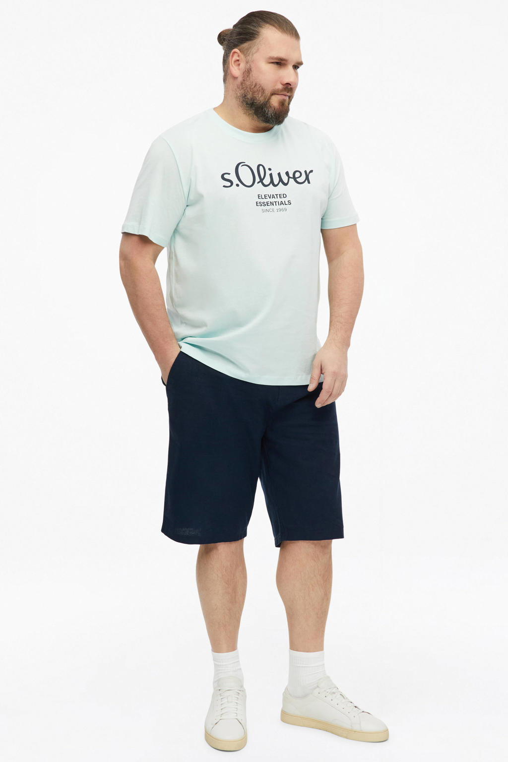 s.Oliver Big Size regular T-shirt blauw
