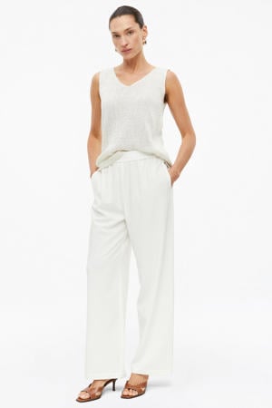 wide leg regular waist broek wit