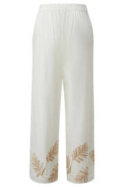 thumbnail: Witte dames s.Oliver BLACK LABEL wide leg regular waist broek van katoen met effen