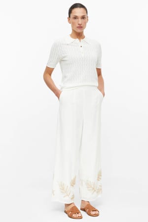 wide leg regular waist broek wit