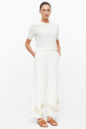 wide leg regular waist broek wit