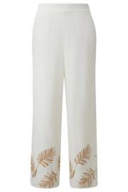 thumbnail: Witte dames s.Oliver BLACK LABEL wide leg regular waist broek van katoen met effen