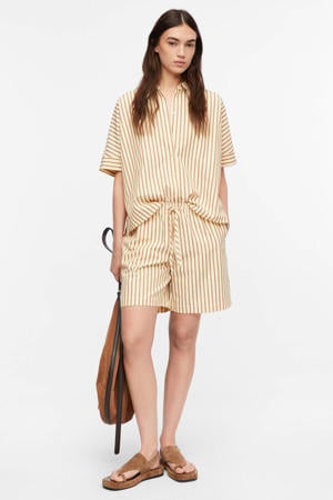 regular waist gestreepte casual short beige