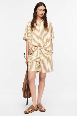regular waist gestreepte casual short beige