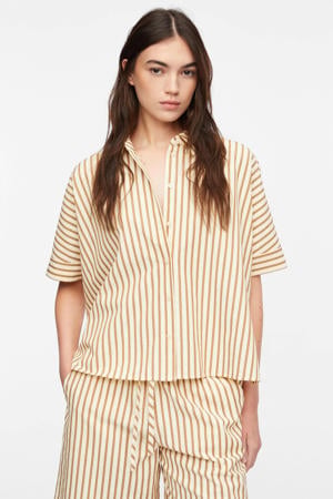 gestreepte blouse beige