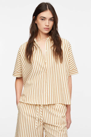 gestreepte blouse beige