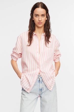 gestreepte blouse - lichtroze