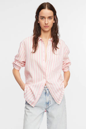 gestreepte blouse - lichtroze