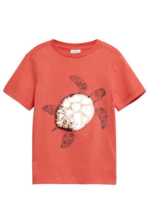T-shirt met pailletten rood