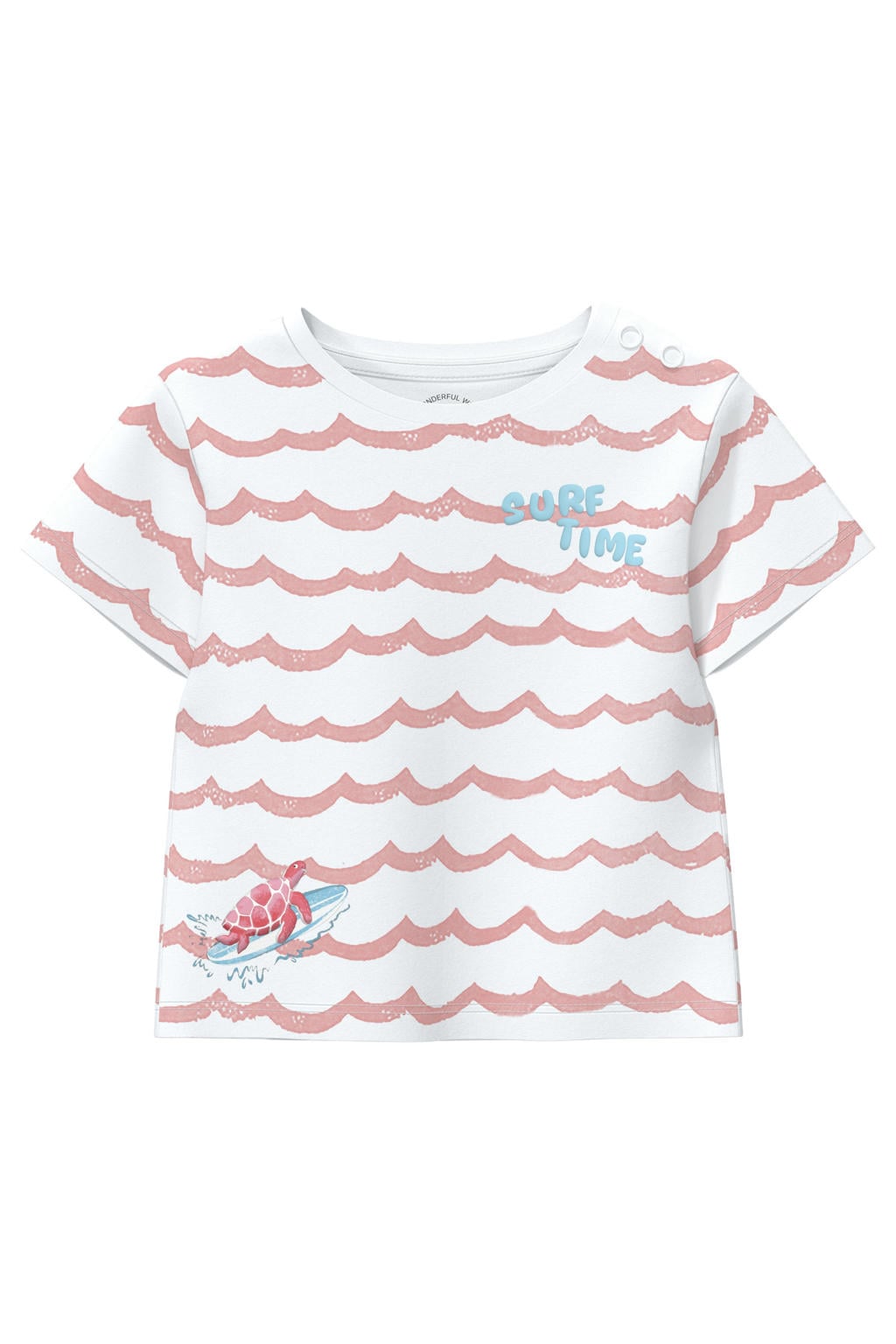 Wit en roze jongens s.Oliver T-shirt van katoen met meerkleurige print, korte mouwen en ronde hals