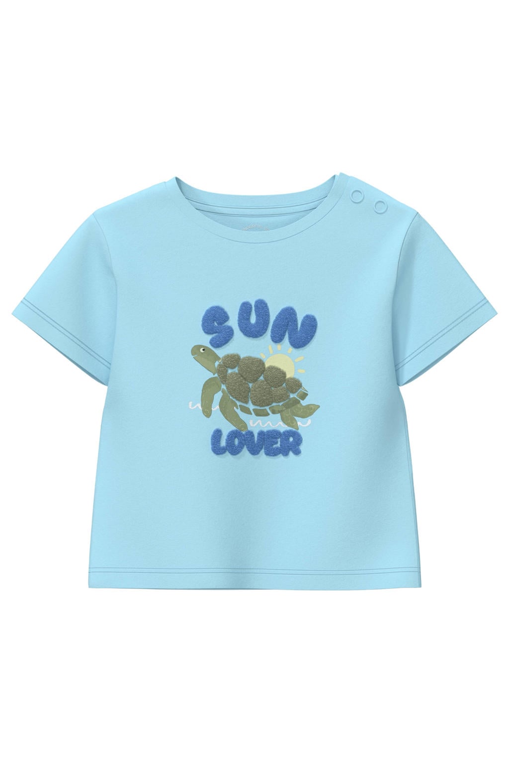 Lichtblauwe meisjes s.Oliver T-shirt van katoen met printopdruk, korte mouwen en ronde hals
