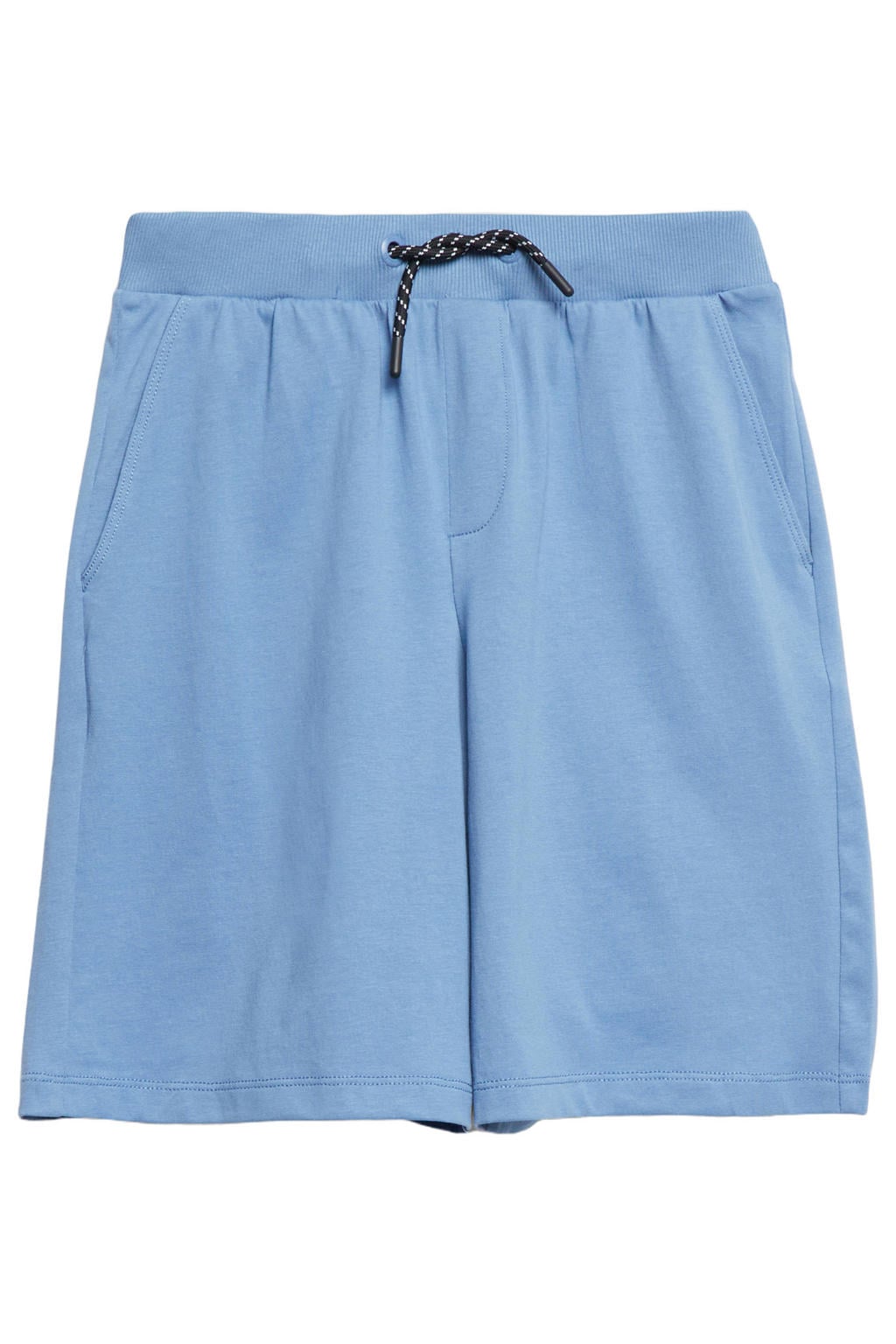 Blauwe jongens s.Oliver sweatshort met elastische tailleband met koord en effen