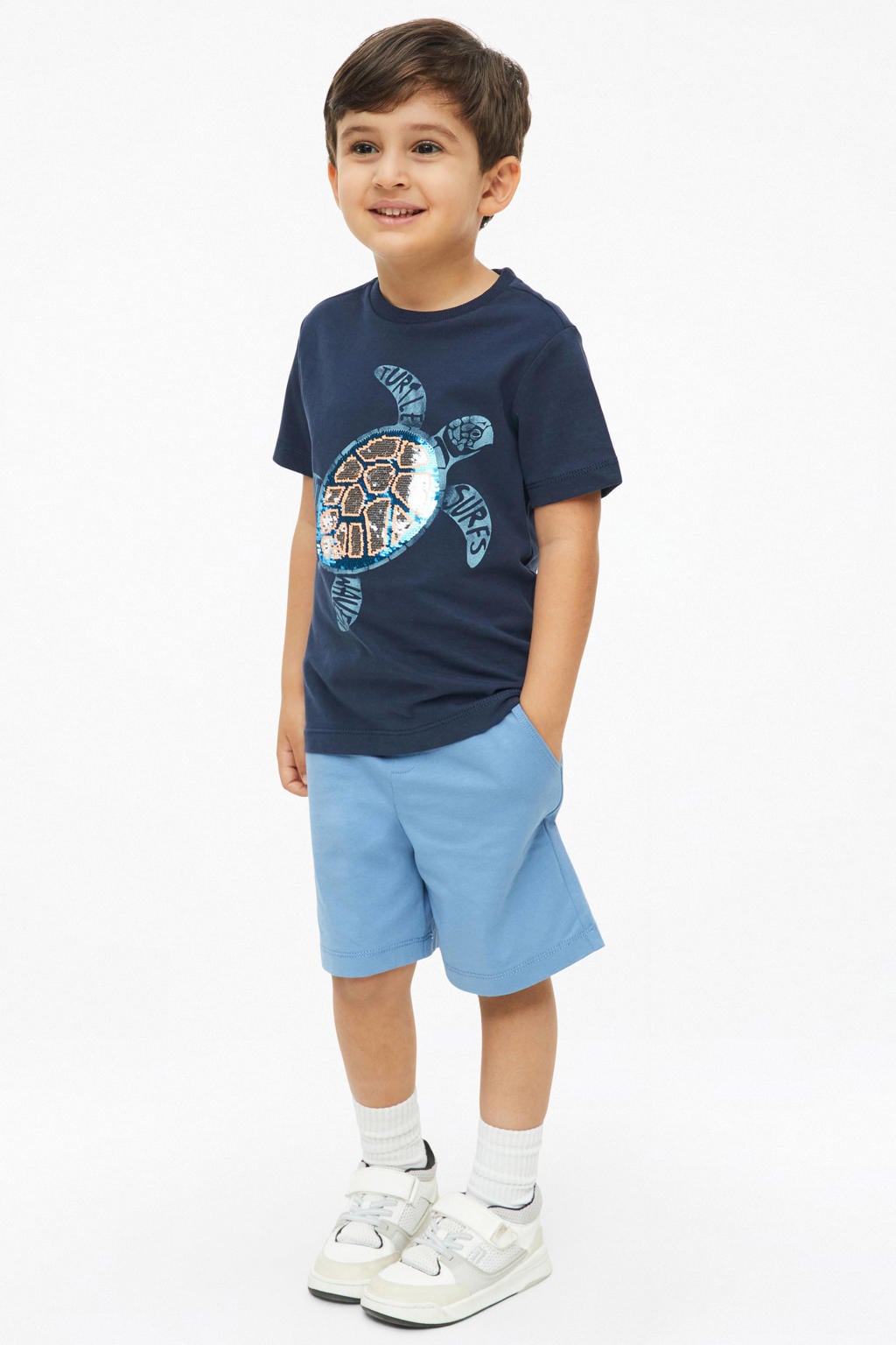 s.Oliver T-shirt met pailletten donkerblauw