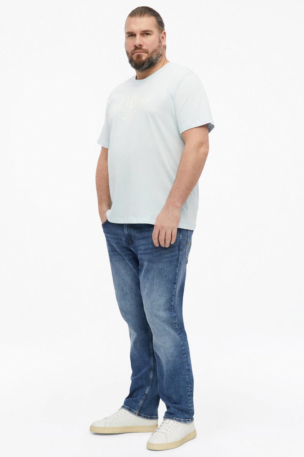 s.Oliver Big Size regular T-shirt lichtblauw