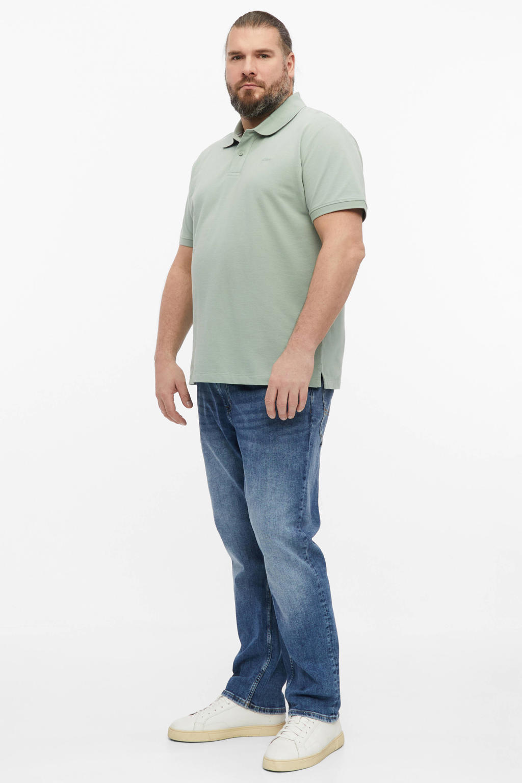 s.Oliver Big Size regular polo grijsgroen