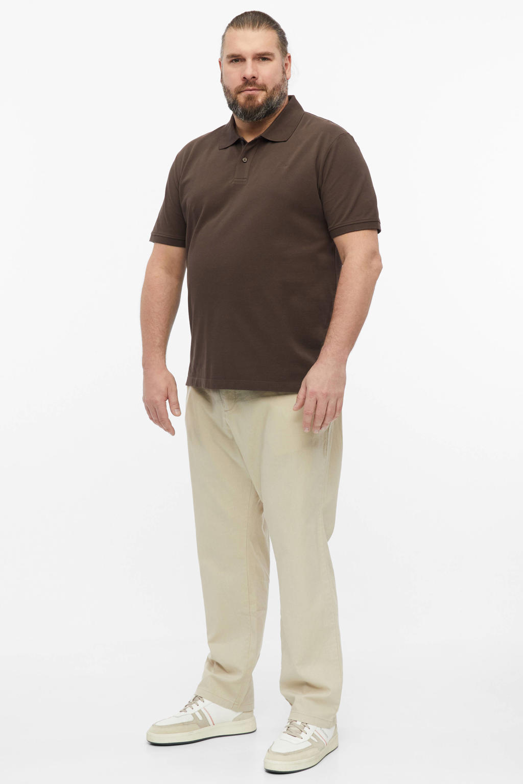 s.Oliver Big Size regular polo donkerbruin