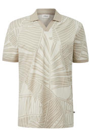 thumbnail: Beige heren s.Oliver Big Size regular polo van linnen met korte mouwen