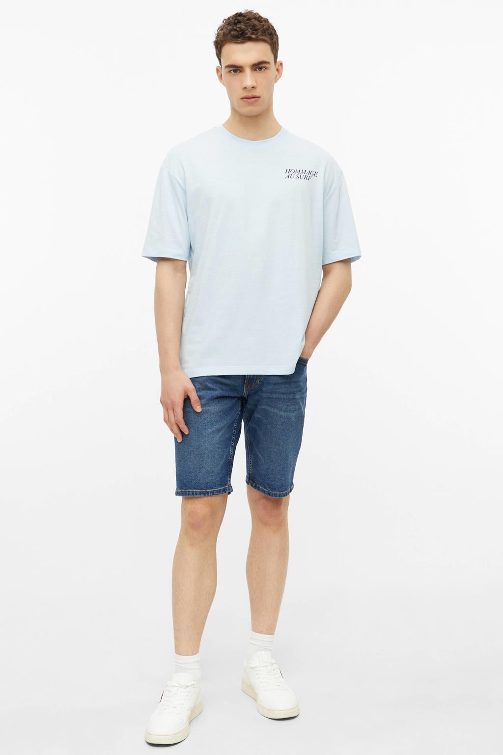 s.Oliver regular T-shirt met backprint lichtblauw