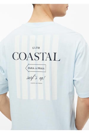 regular T-shirt met backprint lichtblauw