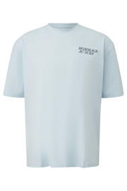 thumbnail: Lichtblauwe heren s.Oliver regular T-shirt van katoen met backprint, korte mouwen en ronde hals