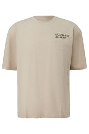 thumbnail: Beige heren s.Oliver regular T-shirt van katoen met backprint, korte mouwen en ronde hals