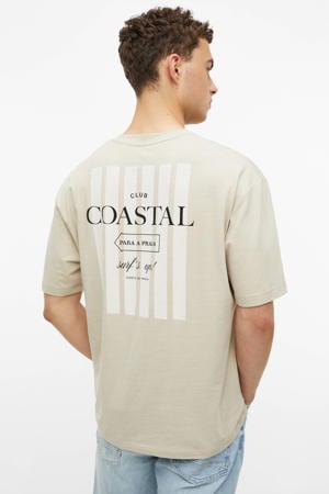 regular T-shirt met backprint beige