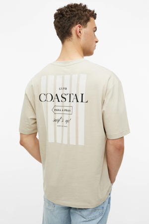 regular T-shirt met backprint beige