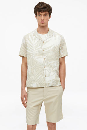 regular casual overhemd met linnen beige