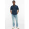 s.Oliver regular polo met linnen donkerblauw